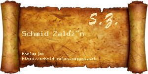 Schmid Zalán névjegykártya